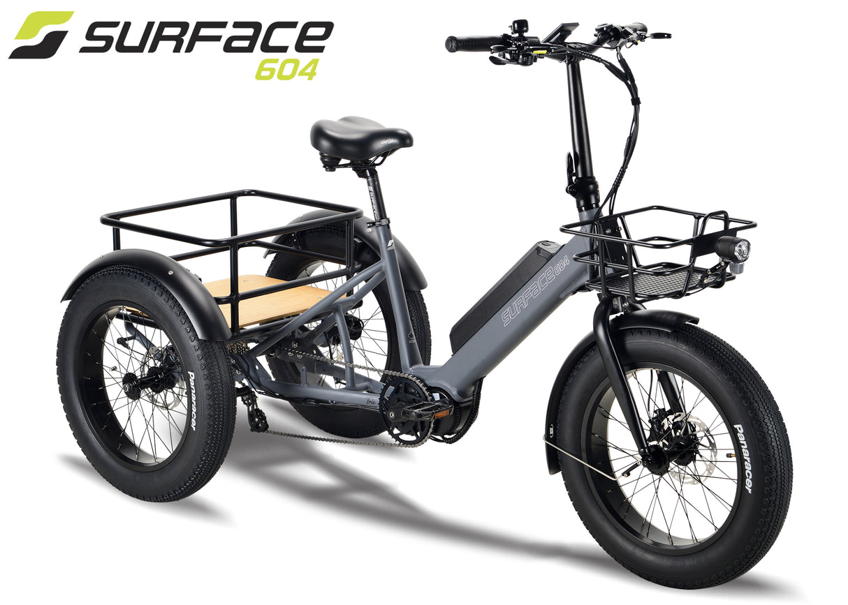 Surface 604 Trio Folding eTrike w/ 500-Watt Mid-Drive