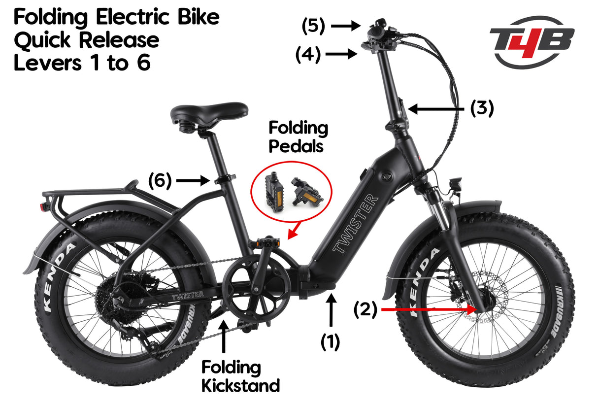 T4B TWISTER 500-Watt Folding Fat-Tire eBike