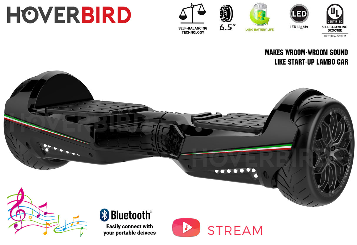 Hoverbird Heavy Duty ES11 UL2272, 500W 6.5” Lambo Start Sound Hoverboard Black
