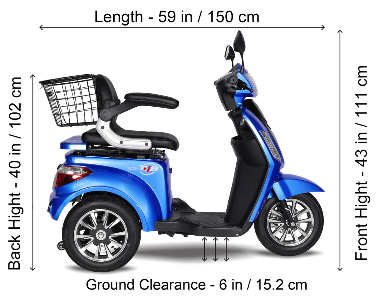 T4B Single Mobility Electric Scooter 500W 48v20ah (Blue) - FREE SHIPPING