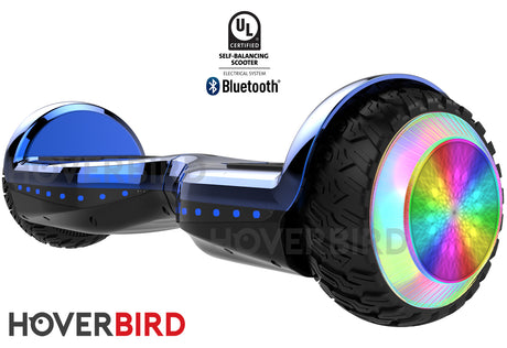 Hoverbird Heavy Duty ES12 Pro UL2272, 400W 6.5” LED Wheels Hoverboard Blue Chrome