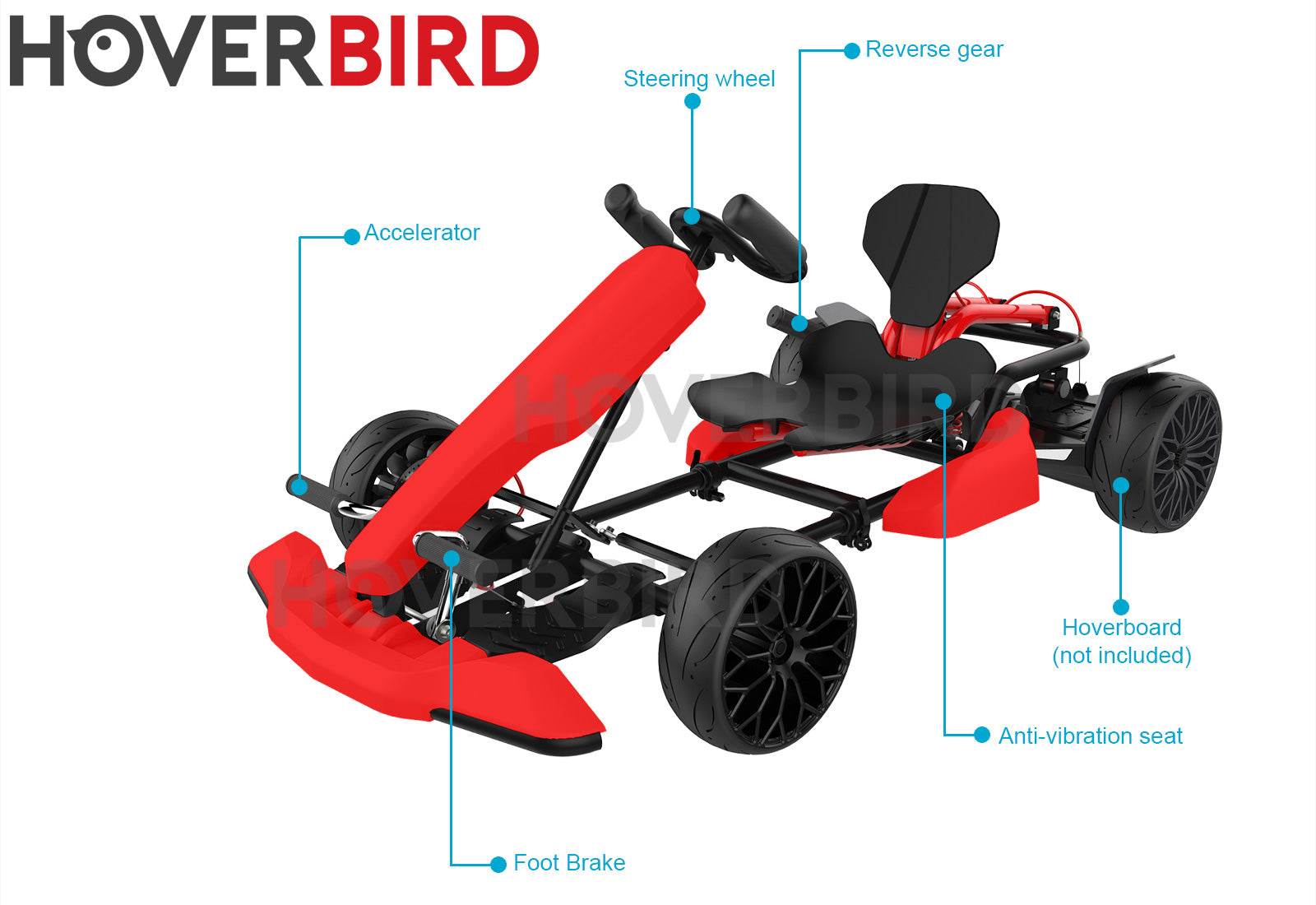 Hoverkart GoKart Attachment Kit Red Hoverboards eBikes